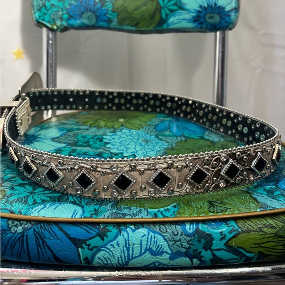 Y2K Party Girl Western Snakeskin Faux Leather Rhinestone Studded Belt 33-38” - Picture 12 of 14